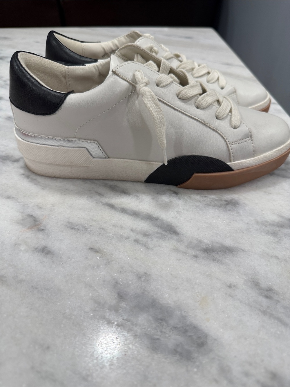 Dolce Vita Cream Sneakers with Black and Tan Accents